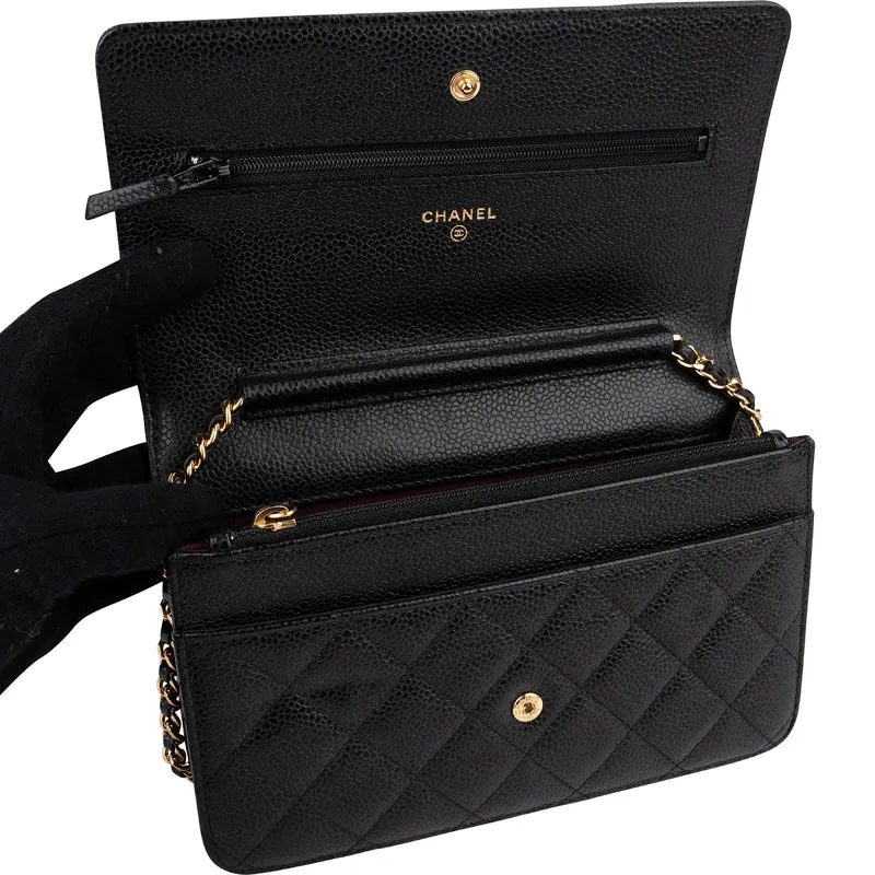 Chanel Quilted Caviar Leather Wallet On Chain Crossbody Bag