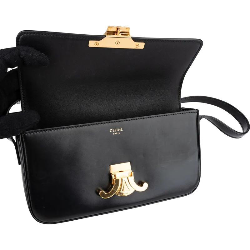 Celine Shiny Smooth Calfskin Teen Triomphe Small Shoulder Bag