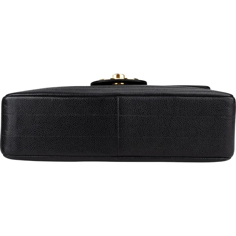 Chanel Horizontal Quilted Caviar Leather Jumbo 24K Gold Single Flap Crossbody Bag