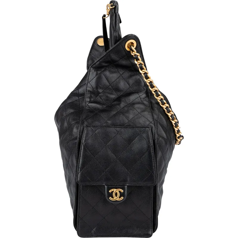 Chanel 25 Quilted Caviar Leather CC Drawstring Shoulder Bag Medium
