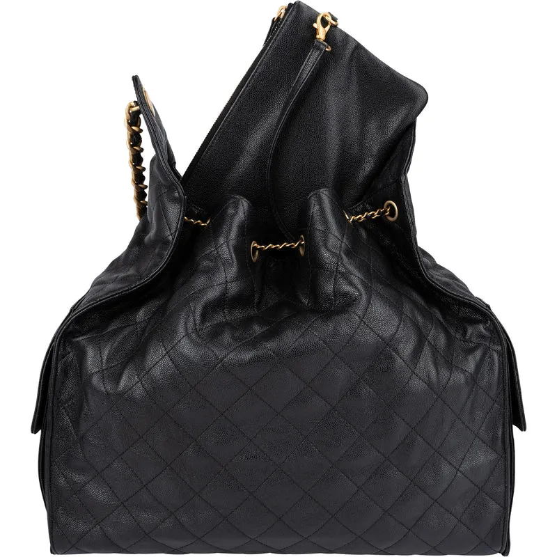 Chanel 25 Quilted Caviar Leather CC Drawstring Shoulder Bag Medium