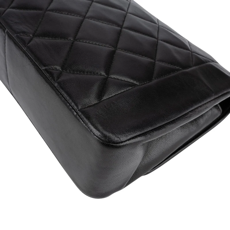 Chanel Quilted Lambskin 24K Gold Diana Single Flap Crossbody Bag