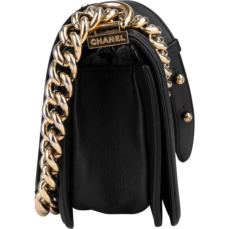 Chanel Chevron Quilted Lambskin Small Boy Single Flap Crossbody Bag