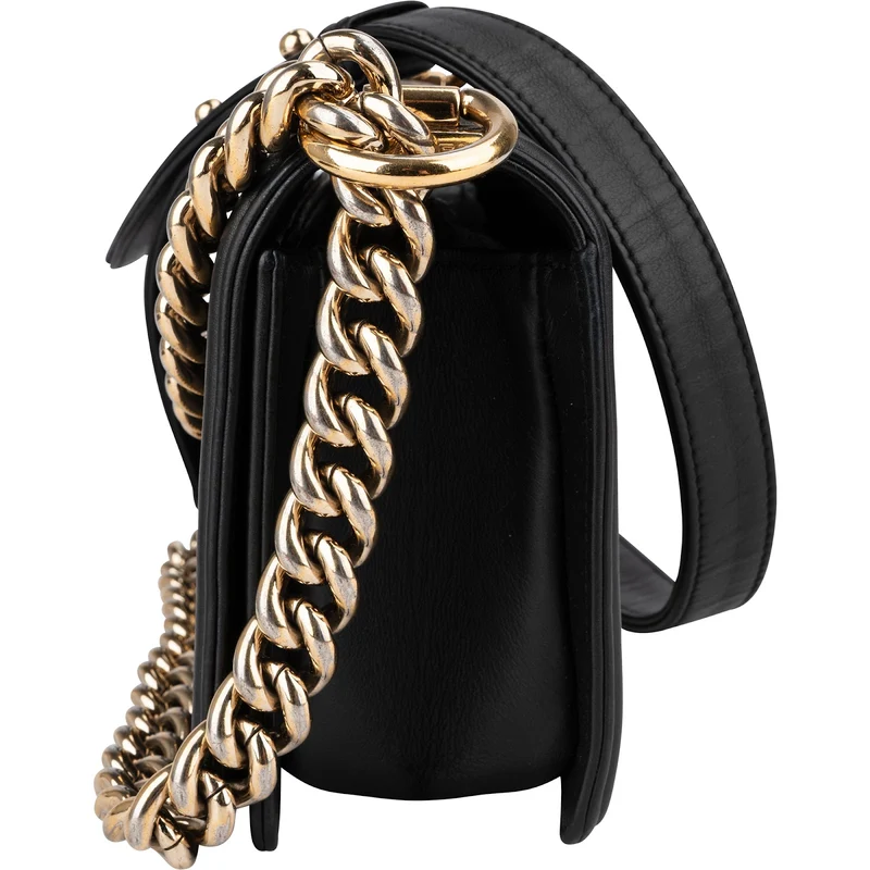 Chanel Chevron Quilted Lambskin Small Boy Single Flap Crossbody Bag