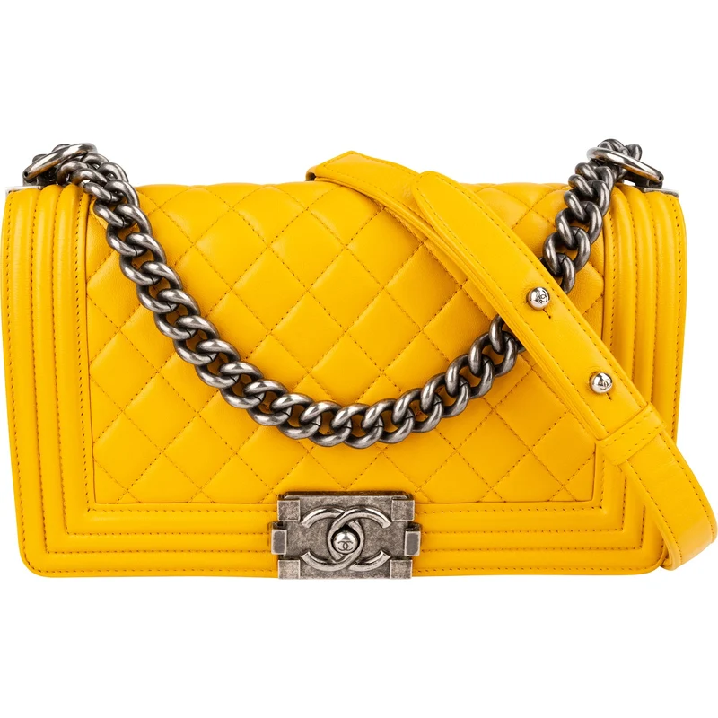 Chanel Quilted Lambskin Medium Boy Single Flap Crossbody Bag