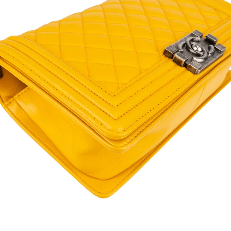 Chanel Quilted Lambskin Medium Boy Single Flap Crossbody Bag