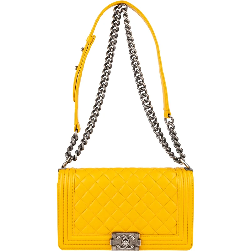 Chanel Quilted Lambskin Medium Boy Single Flap Crossbody Bag