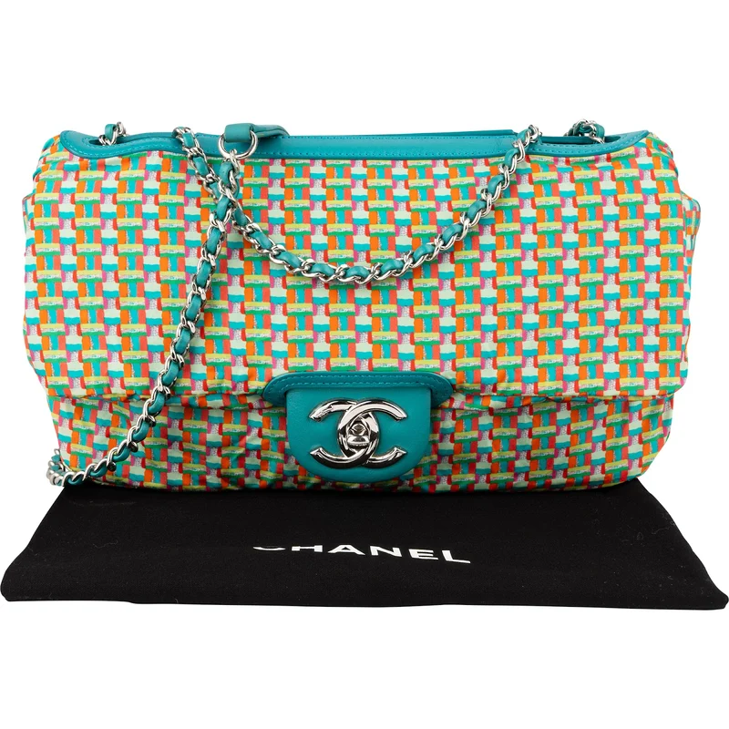 Chanel Quilted Latex Reversible Nylon Rectangular Single Flap Crossbody Bag