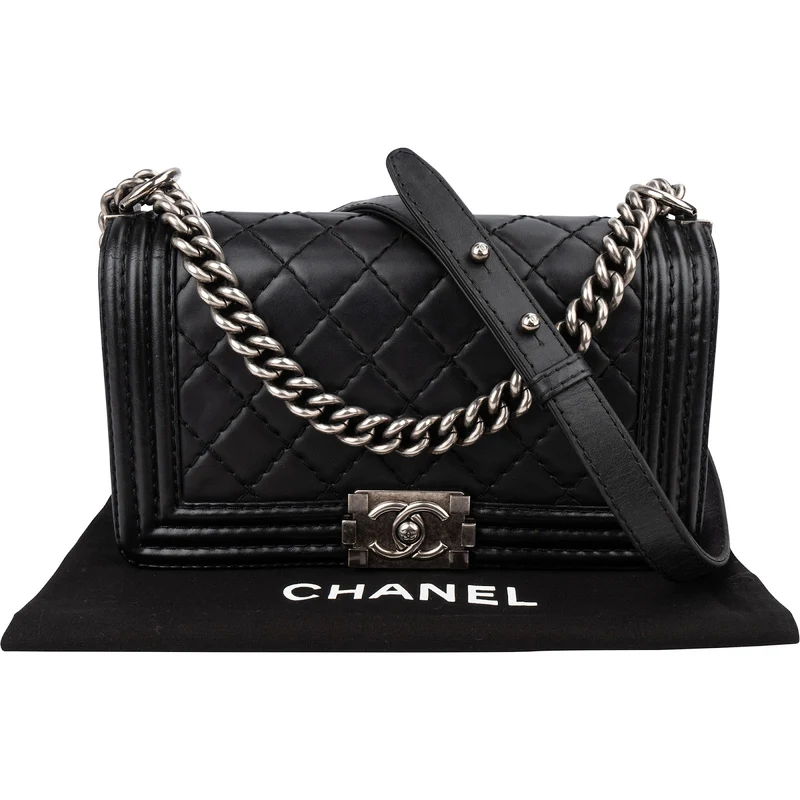 Chanel Quilted Lambskin Medium Boy Single Flap Crossbody Bag