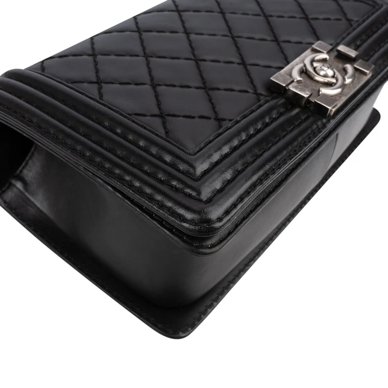 Chanel Quilted Lambskin Medium Boy Single Flap Crossbody Bag