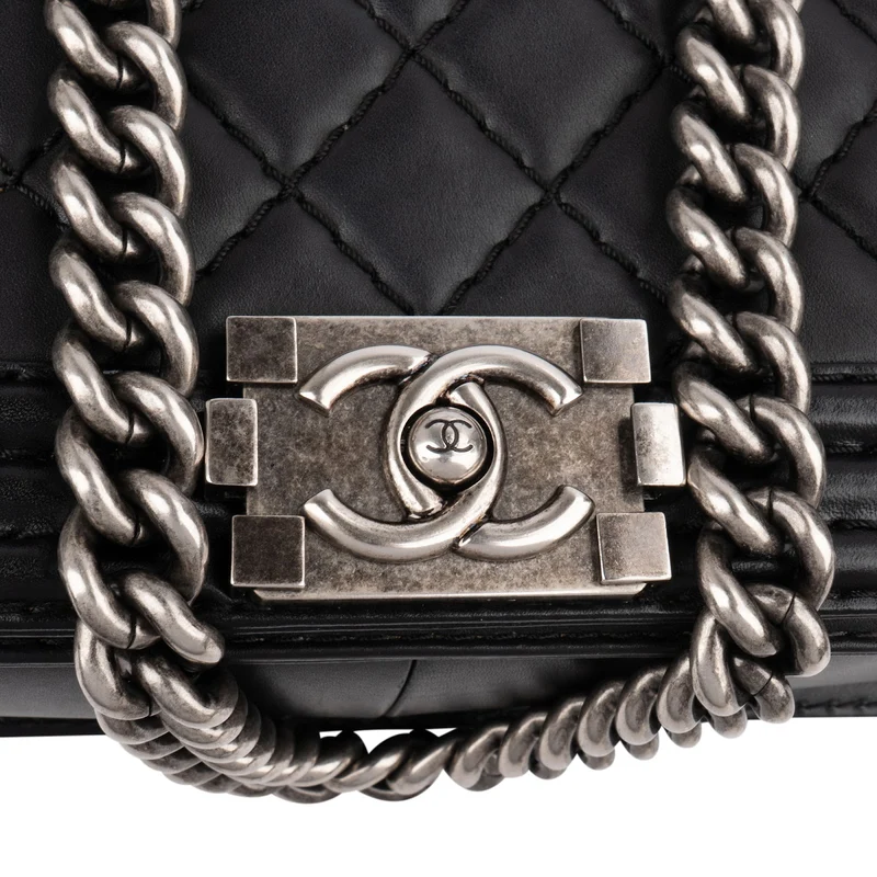 Chanel Quilted Lambskin Medium Boy Single Flap Crossbody Bag