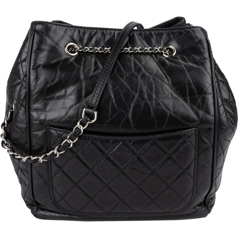 Chanel Quilted Calfskin CC Chain Drawstring Bucket Shoulder Bag