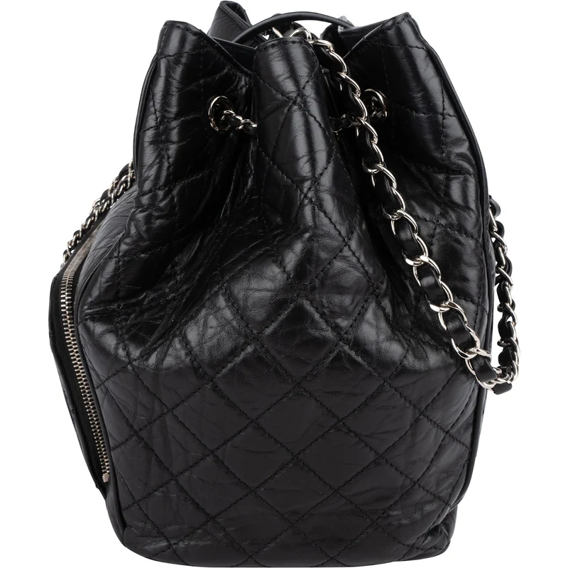 Chanel Quilted Calfskin CC Chain Drawstring Bucket Shoulder Bag