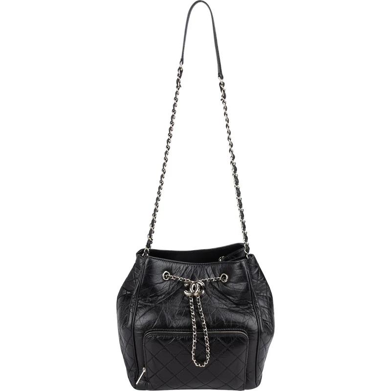 Chanel Quilted Calfskin CC Chain Drawstring Bucket Shoulder Bag