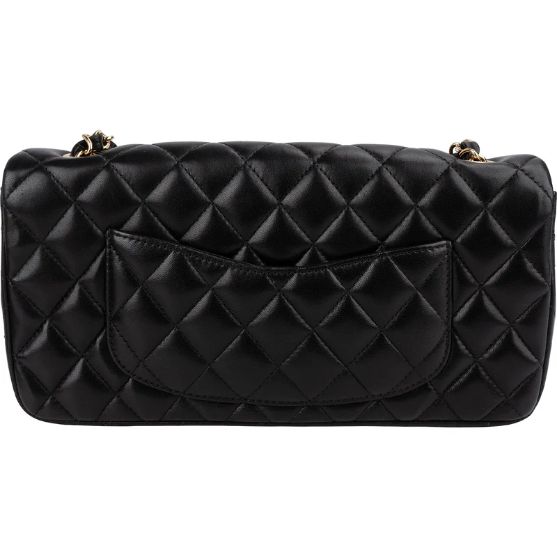 Chanel Quilted Lambskin East West Single Flap Shoulder Bag