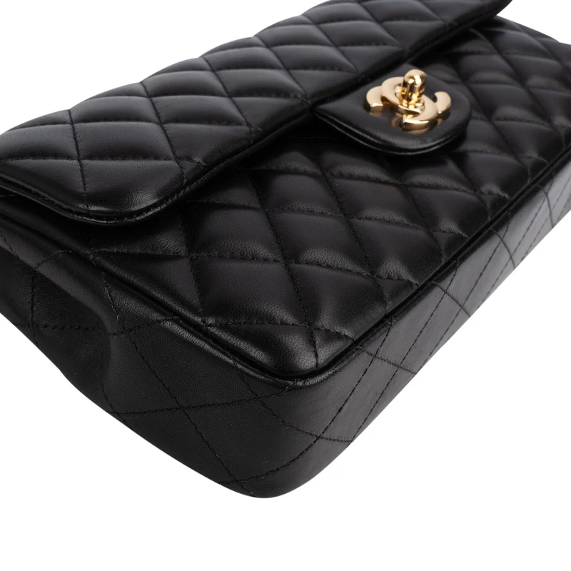 Chanel Quilted Lambskin East West Single Flap Shoulder Bag