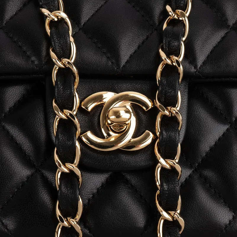Chanel Quilted Lambskin East West Single Flap Shoulder Bag