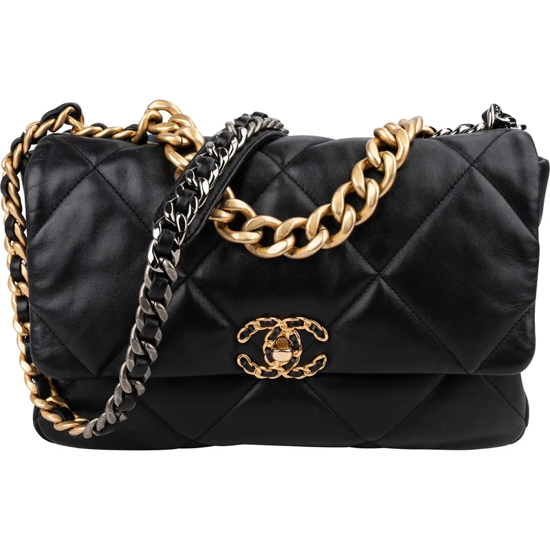 Chanel 19 Quilted Lambskin Leather Jumbo Single Flap Crossbody Bag
