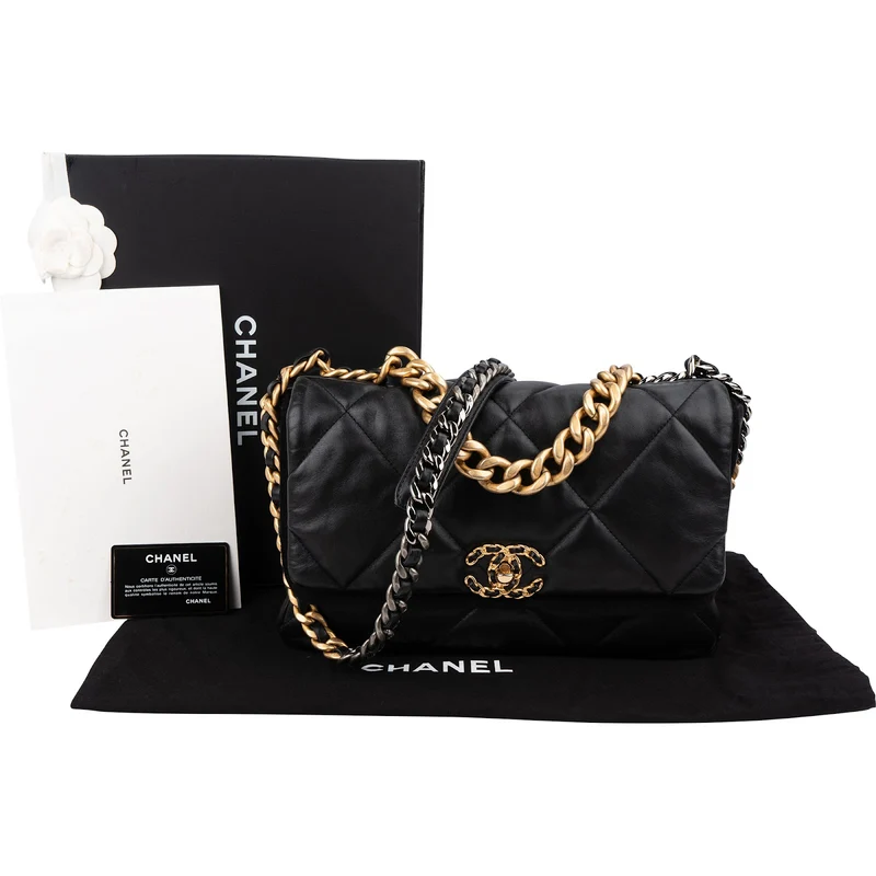 Chanel 19 Quilted Lambskin Leather Jumbo Single Flap Crossbody Bag