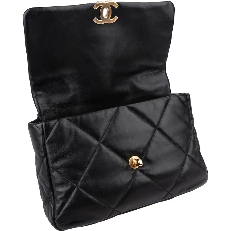 Chanel 19 Quilted Lambskin Leather Jumbo Single Flap Crossbody Bag