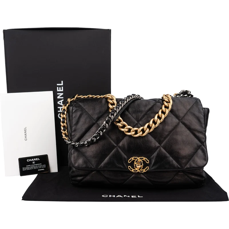 Chanel 19 Quilted Lambskin Leather Maxi Single Flap Shoulder Bag