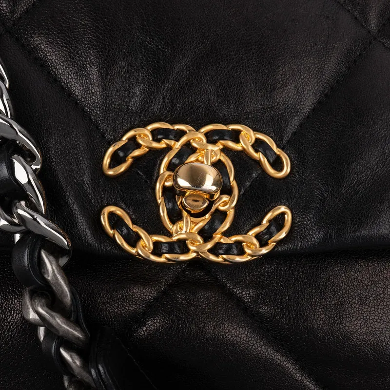 Chanel 19 Quilted Lambskin Leather Maxi Single Flap Shoulder Bag