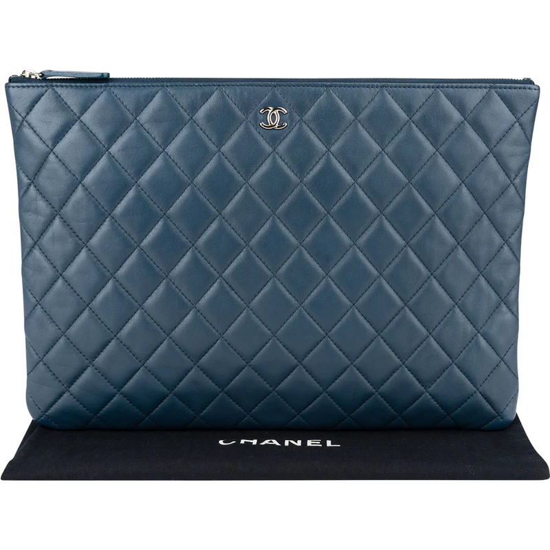 Chanel Quilted Lambskin CC Pouch Clutch