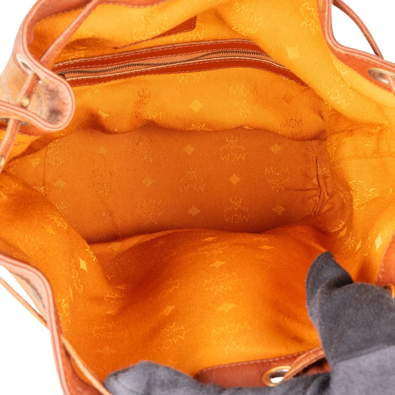 MCM Monogram Visetos Drawstring Bucket Crossbody Bag