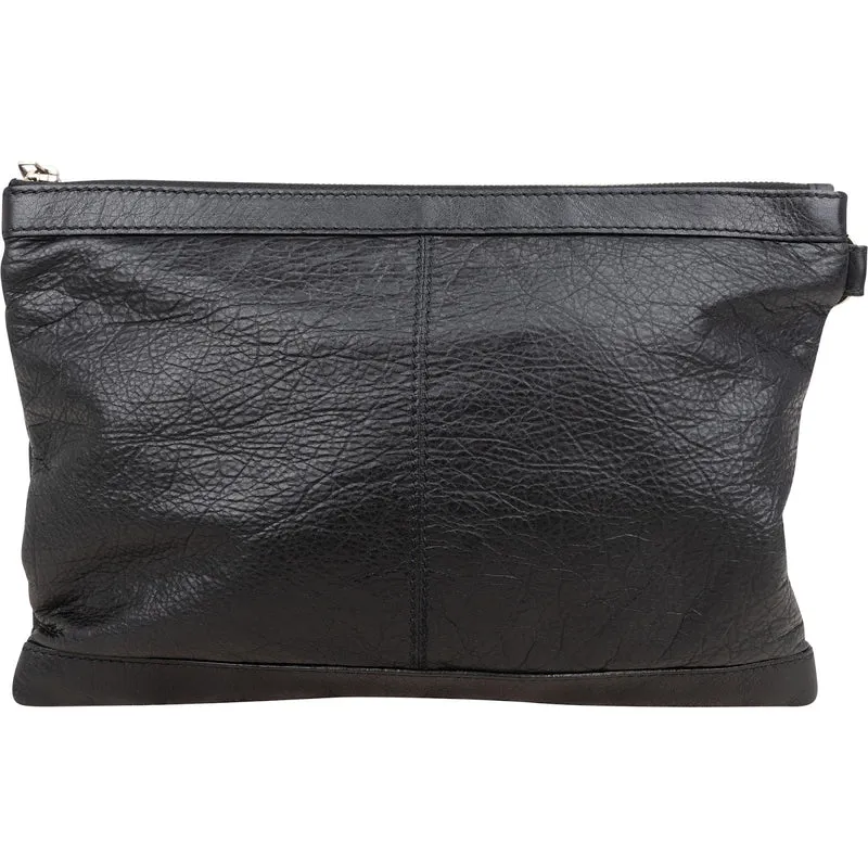 Balenciaga Black Arena Leather City Pochette Clutch