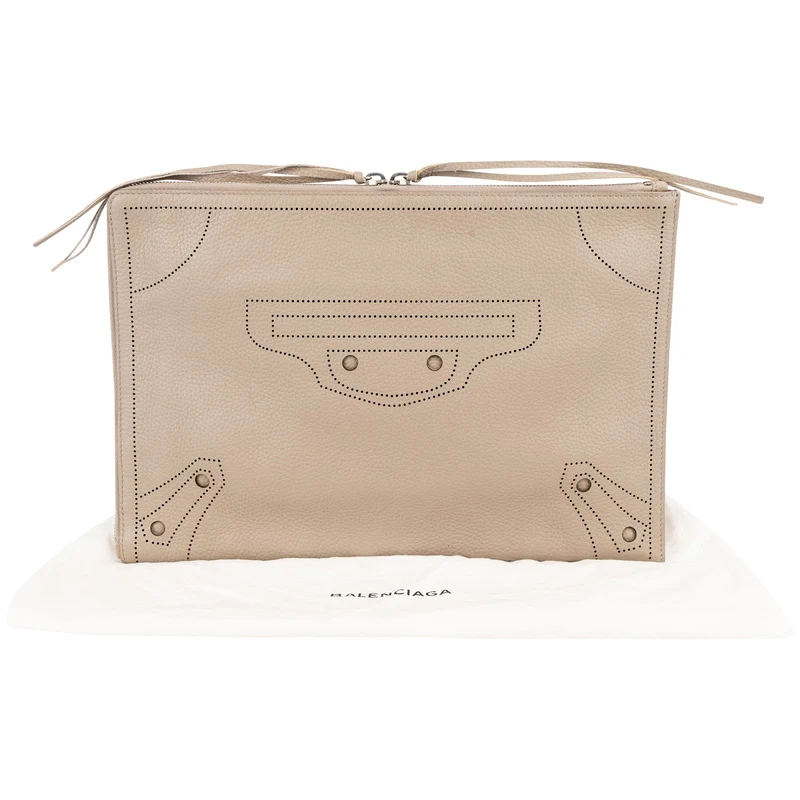 Balenciaga Perforated Leather Blackout City Bag Clutch