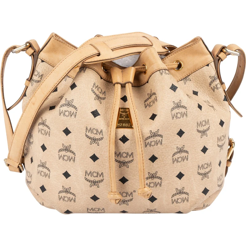 MCM Monogram Visetos Drawstring Bucket Crossbody Bag