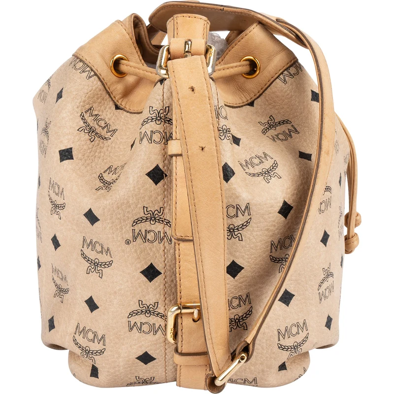 MCM Monogram Visetos Drawstring Bucket Crossbody Bag