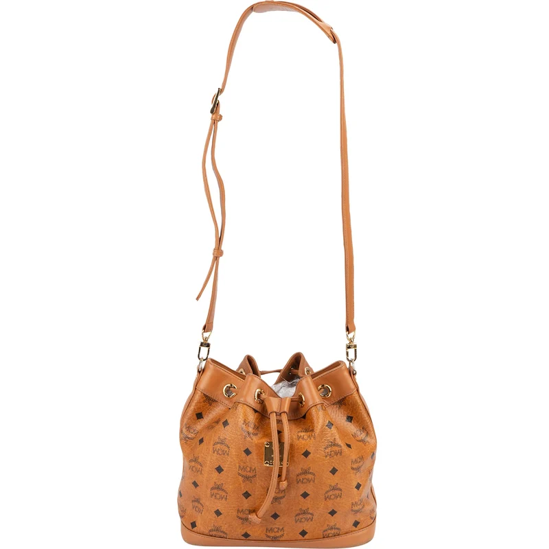 MCM Monogram Visetos Drawstring Bucket Crossbody Bag