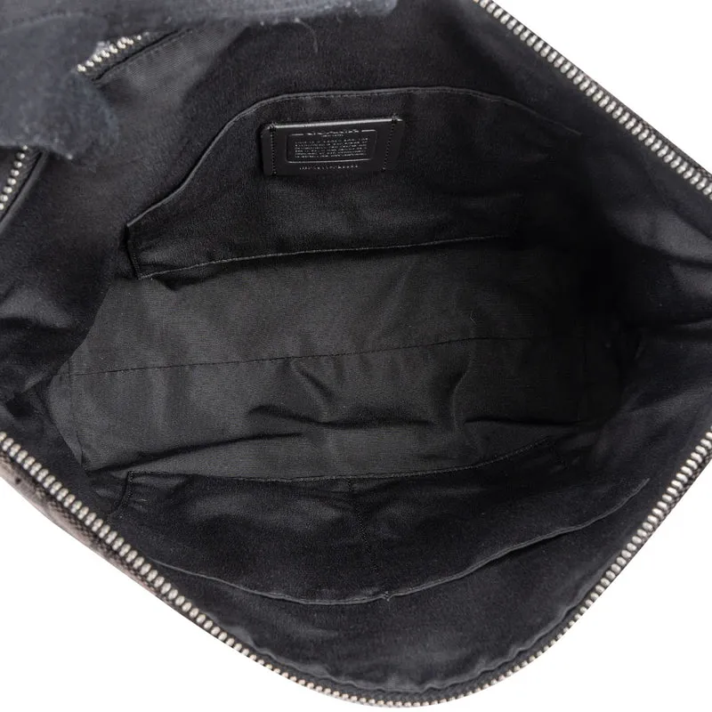 Coach Black Leather Monogram Signature Zip Tote Shoulder Bag