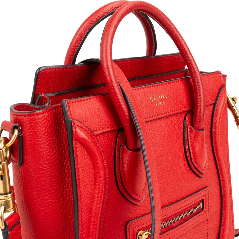 Céline Drummed Calfskin Luggage Nano Handbag