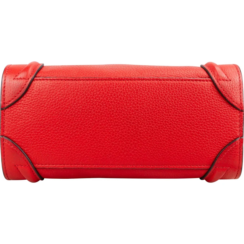 Céline Drummed Calfskin Luggage Nano Handbag