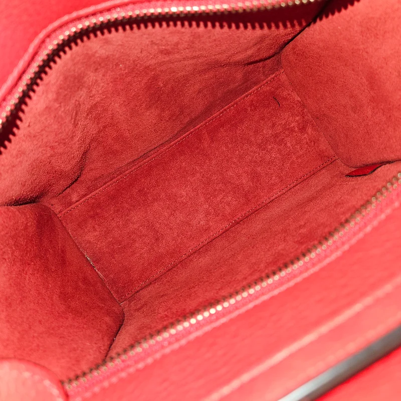Céline Drummed Calfskin Luggage Nano Handbag