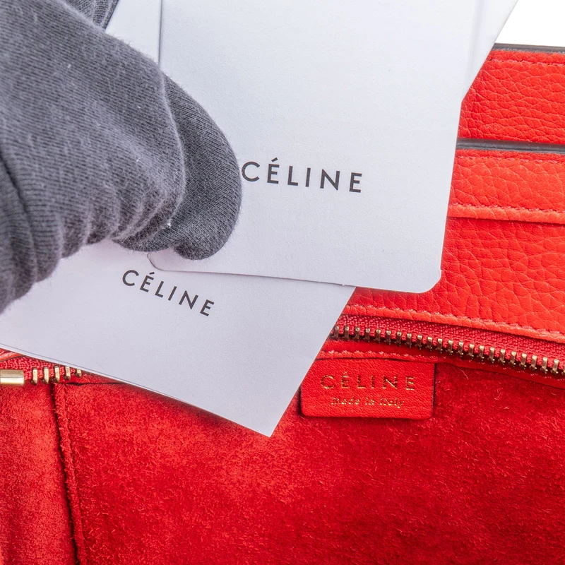 Céline Drummed Calfskin Luggage Nano Handbag