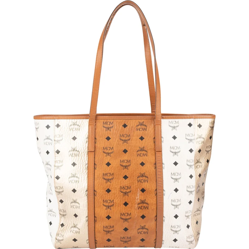 MCM Monogram Visetos Striped Liz Reversible Shopper Shoulder Bag