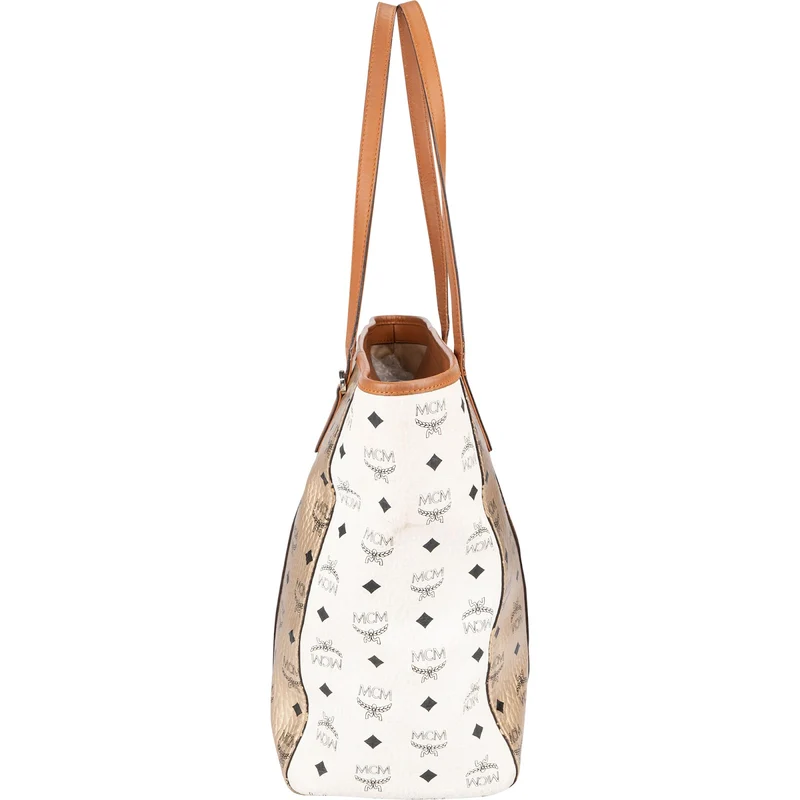 MCM Monogram Visetos Striped Liz Reversible Shopper Shoulder Bag