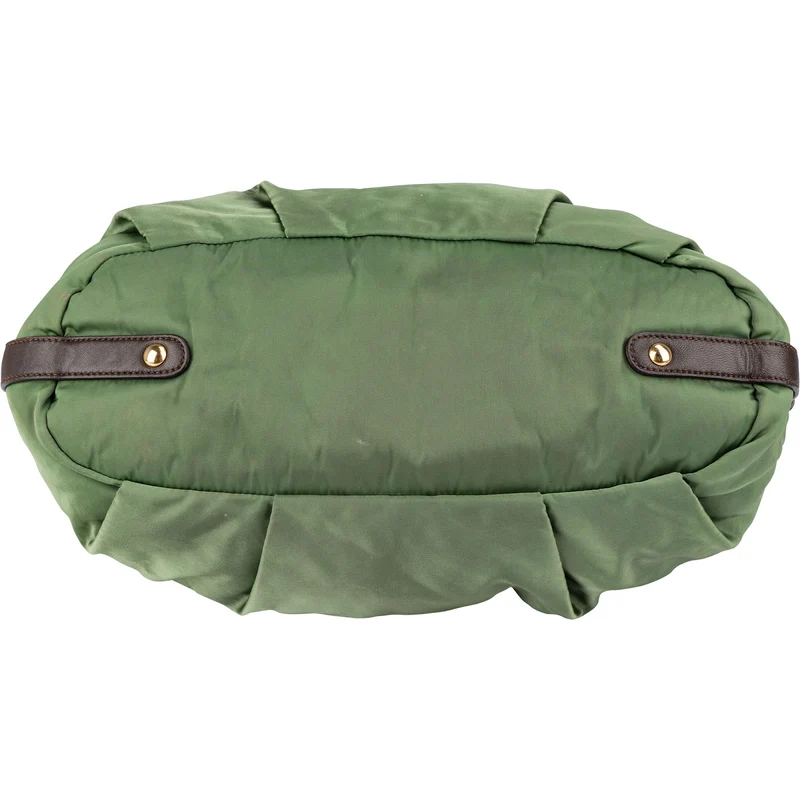 Prada Green Tessuto Gaufre Ricamo Satchel Handbag