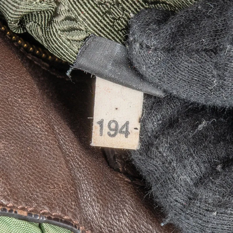 Prada Green Tessuto Gaufre Ricamo Satchel Handbag