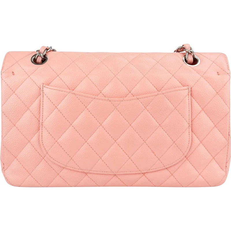Chanel Quilted Caviar Leather Palladium Medium Double Flap Shoulder Bag
