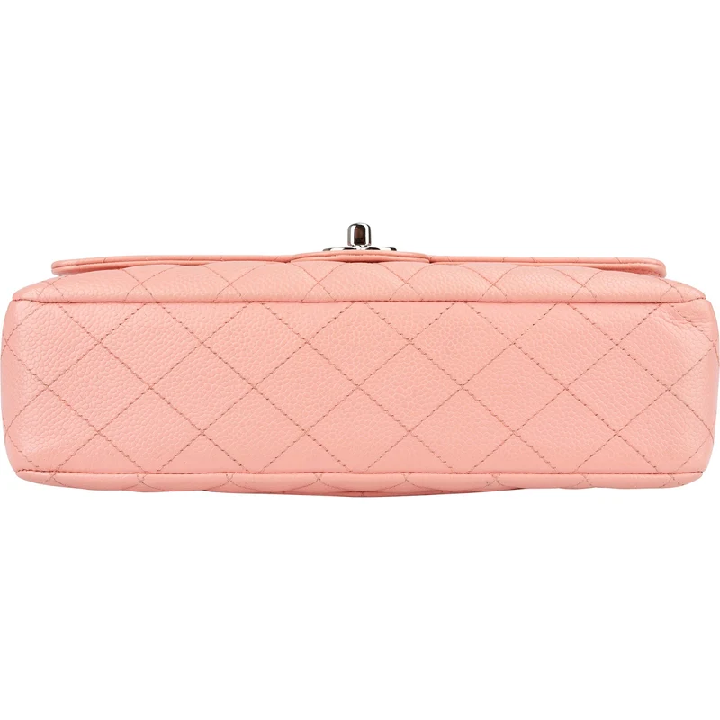Chanel Quilted Caviar Leather Palladium Medium Double Flap Shoulder Bag