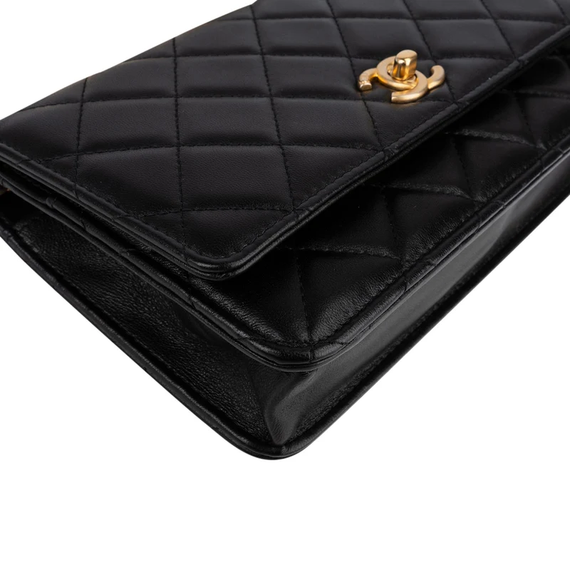 Chanel Quilted Lambskin Pearl Handle Wallet On Chain Crossbody Bag