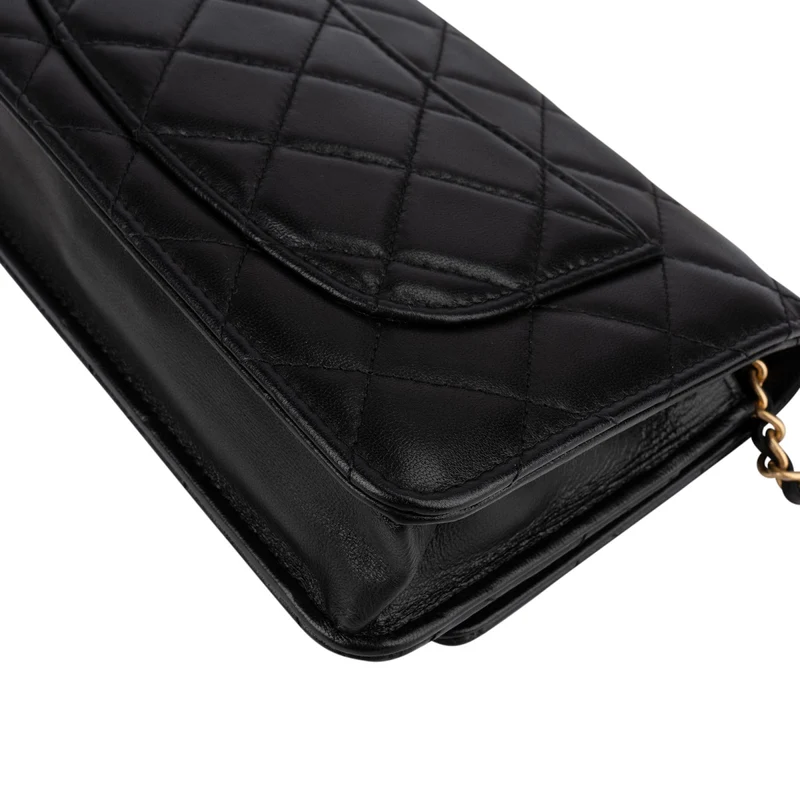 Chanel Quilted Lambskin Pearl Handle Wallet On Chain Crossbody Bag
