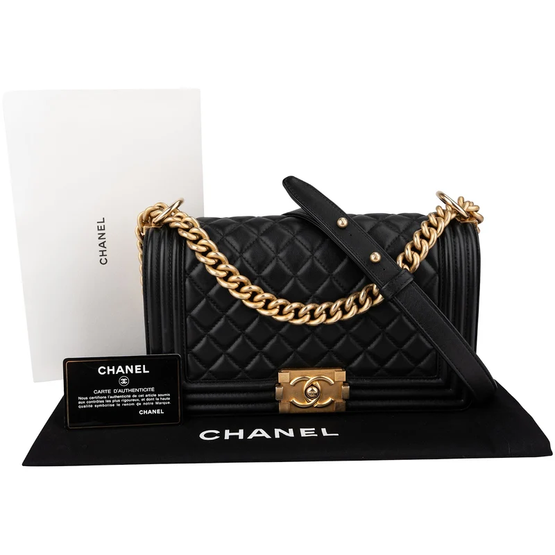 Chanel Quilted Lambskin Medium Boy Crossbody Bag