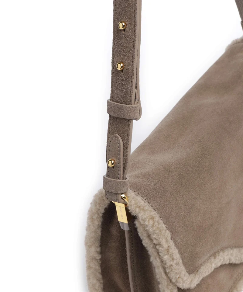 Coccinelle C-Me Softy Suede Schultertasche warm taupe