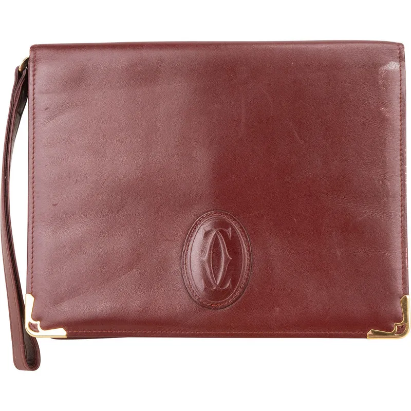 Cartier Bordeaux Leather Clutch