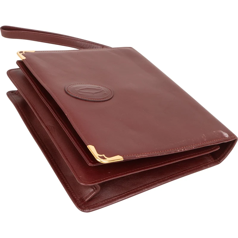 Cartier Bordeaux Leather Clutch